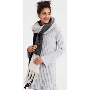 American Eagle Chenille Ribbed Bell Sleeve Mini Sweater Dress in Gray - Sz XS